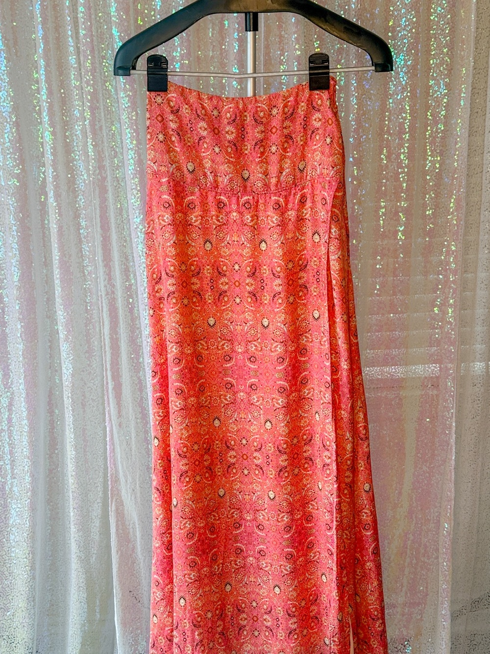 Free People Coral Printed Maxi Skirt